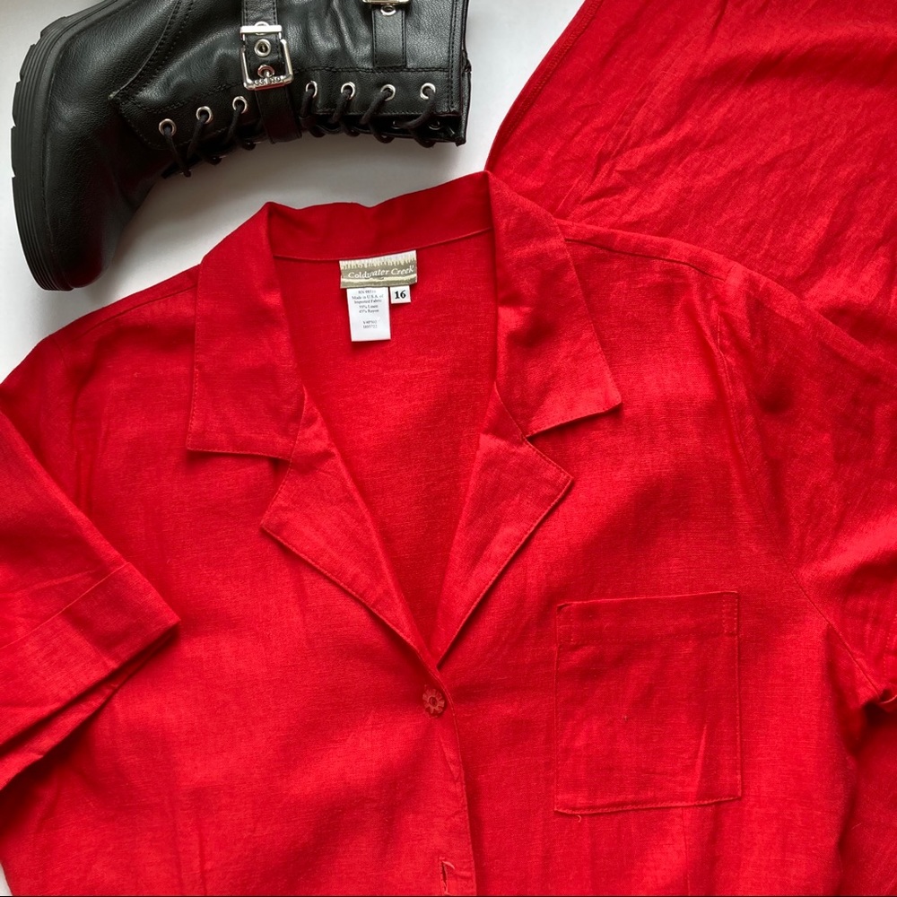 Vintage Coldwater Creek Button Linen Blend Dress